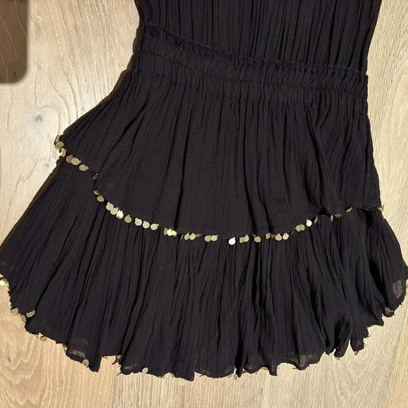 Loveshackfancy popover dress black with gold tassels - Picture 5 of 7